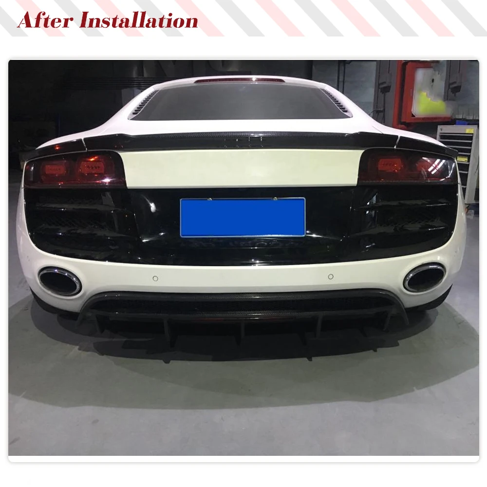 Carbon Fiber Car Rear Diffuser fits for Audi R8 V8 V10 2-Door 2008-2015 Lower Lip Spoiler Valance Protector Car Rear Body Kits