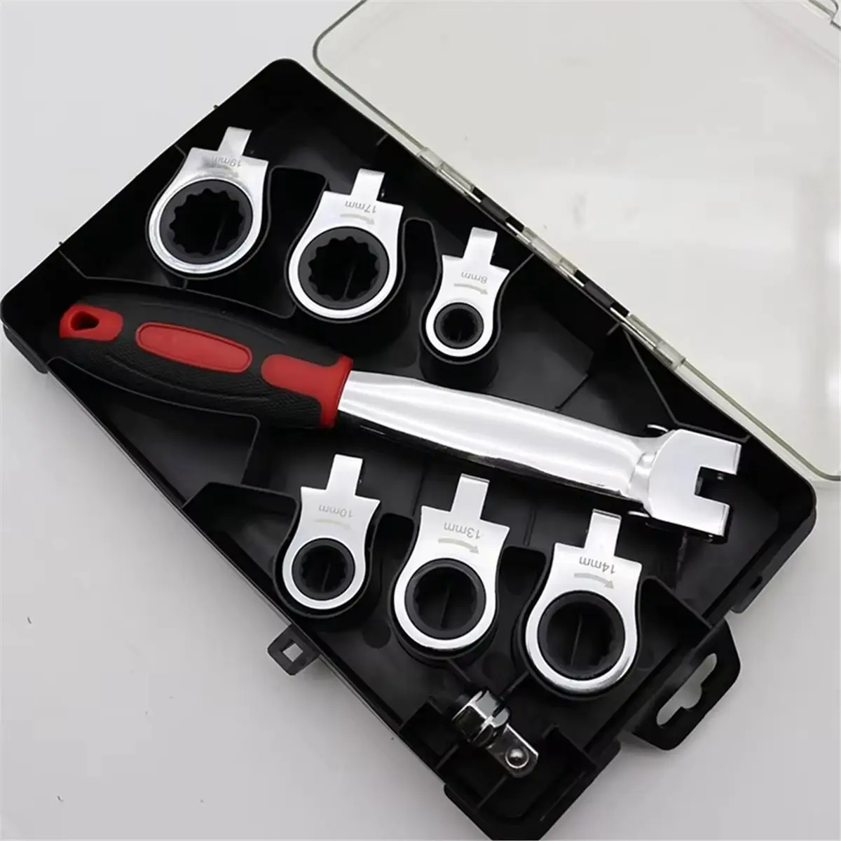 DT57 LATEST MODEL 6-in-1 Wrench Set Shaking Head Replaceable Ratchet Wrench Set Interchangeable Heads, for Car Repair