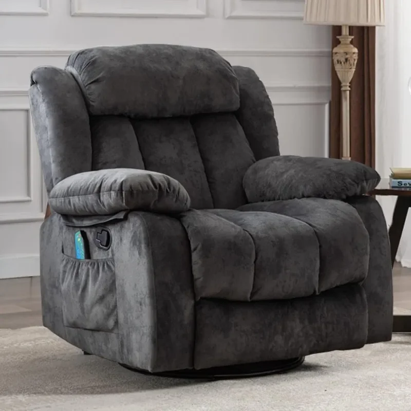 Massage Swivel Rocker Recliner with Heat and Vibration, Manual Rocking Recliner Chair with Vibrating Massage, Comfy Padded