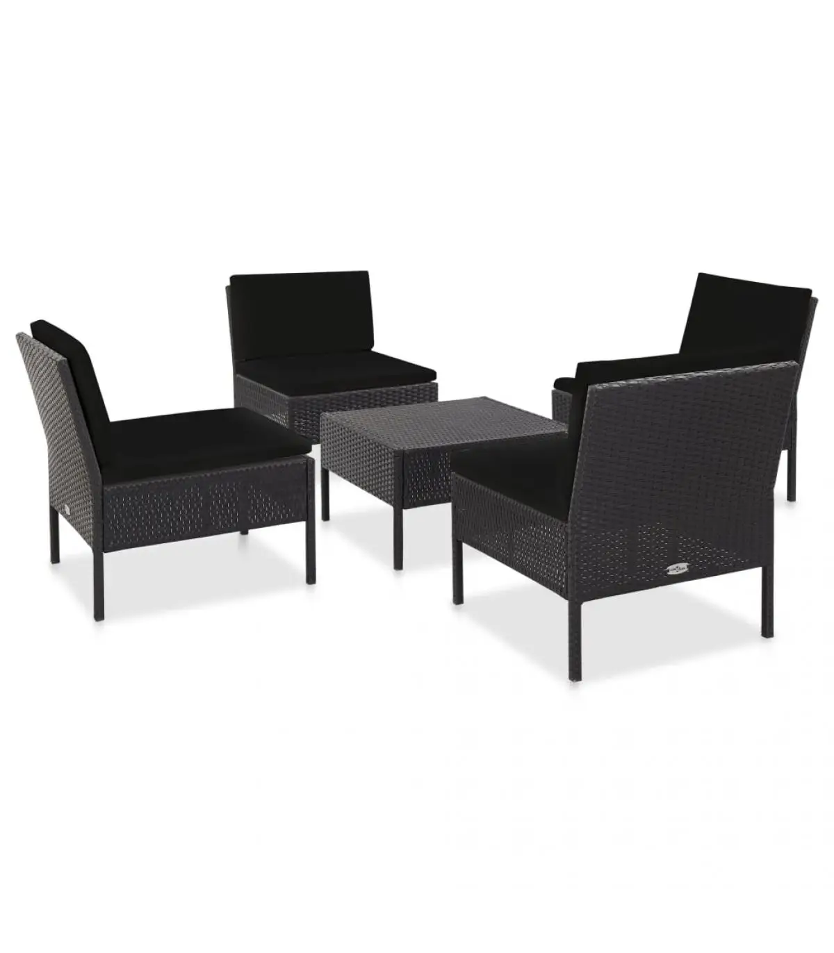 Garden sets garden sofas Set 5 pieces and black synthetic rattan cushions