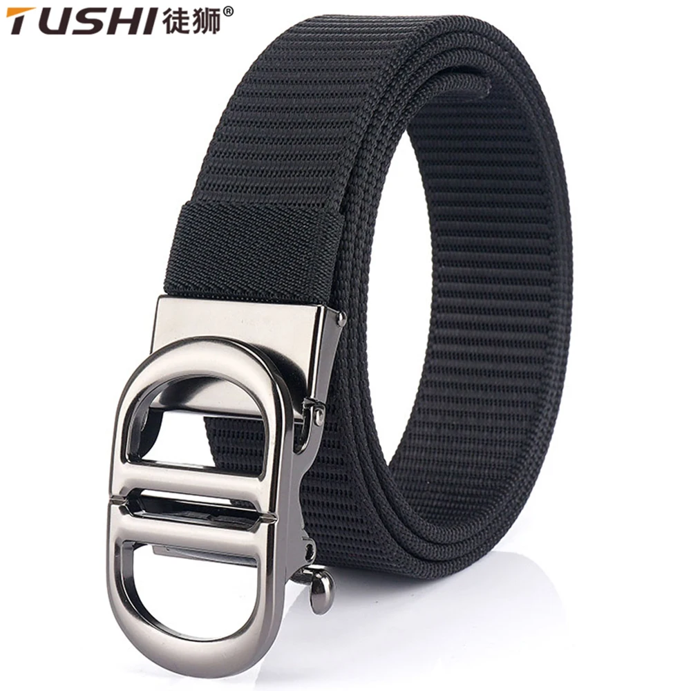 

TUSHI модный деловой мужской ремень из натуральной роскошной брендовой ремень для отдыха с автоматической пряжкой, парусиновый ремень с брюками-карго, джинсовый ремень