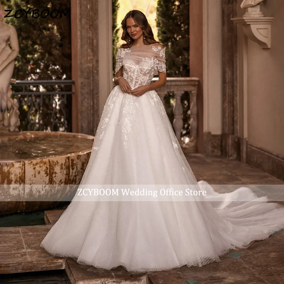 Customized Elegant Off The Shoulder A-Line Wedding Dress 2026 Sweetheart Backless Court Train Bridal Gowns Vestidos De Novia