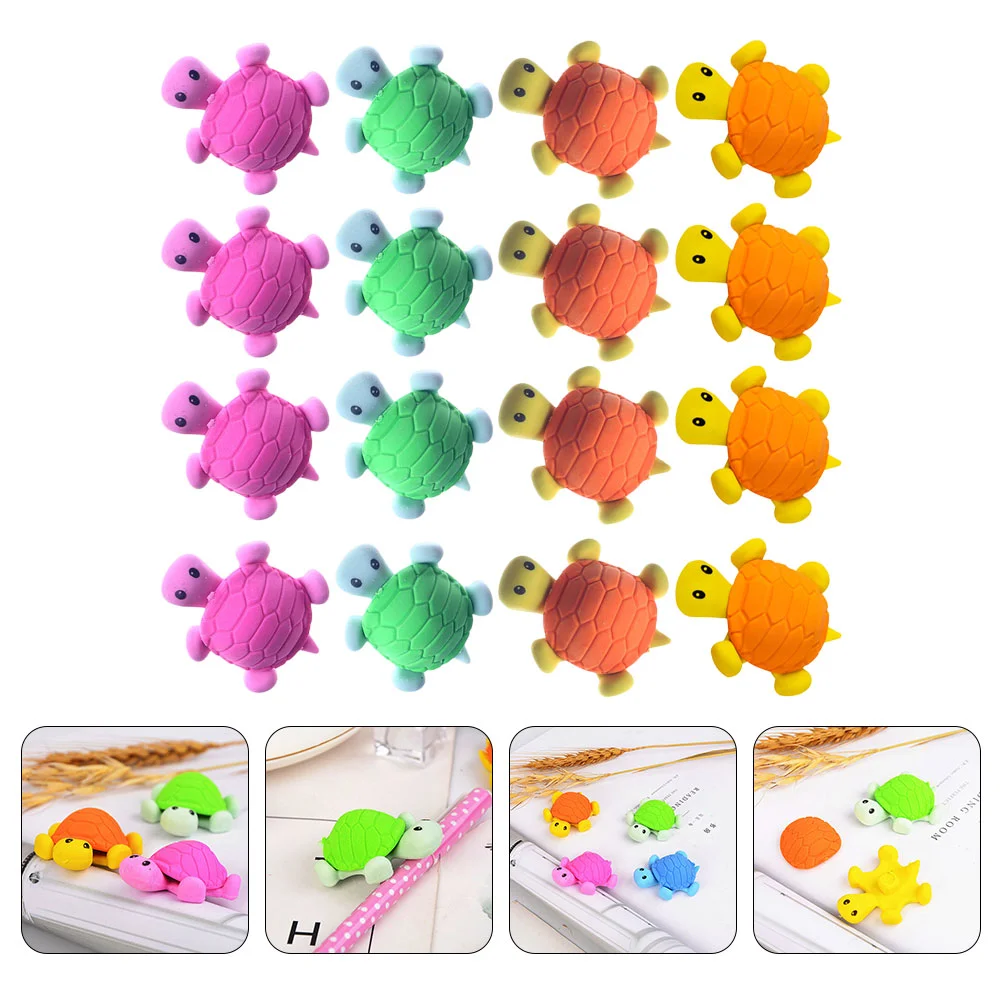 24 Pcs Turtle Eraser Pencil Erasing Stationery Toys Gift Lovely Tool School Student Erasers for Kids