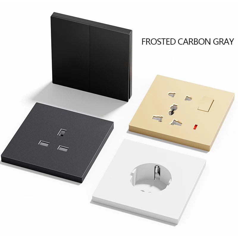 New Carbon Grey Matte 86 Type Concealed European EU16A German French EU USB+Type-C Switch Socket