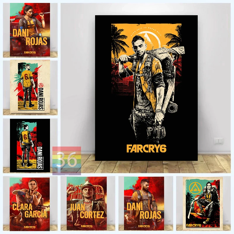 Video Game Far Cry 6 Characters Poster Canvas Printing Morden Wall Art Picture Gaming Room Wall Decor Far Cry Game Gift Decor