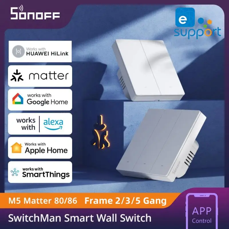 SONOFF M5 Matter Smart Home Wall Switch 80/86 Type EWeLink-Remote Switchman Voice Control Works With Alexa Google Home SmartThin