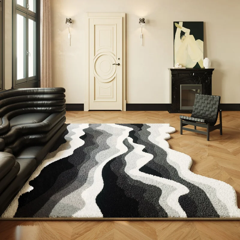 سجادة VIKAMA على شكل موجة المحيط الأزرق في منطقة ممر غرفة الضيوف. سجادة أرضية عند المدخل. عناصر ديكور منزلي جميلة #4