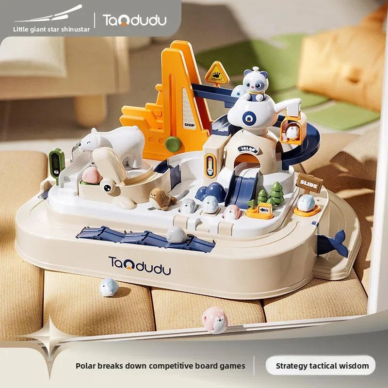 แข่งรถรางรุ่น Racing ของเล่นเพื่อการศึกษาเด็กติดตามรถผจญภัยเกมเกมสมอง Mechanical Interactive รถไฟของเล่น