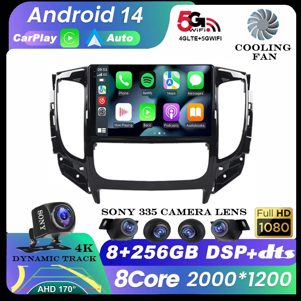 Android 14 For Mitsubishi Pajero Sport 3 L200 5 Triton 3 2015 2016 2017 2018 2019 Car Radio Multimedia Carplay Video Player GPS