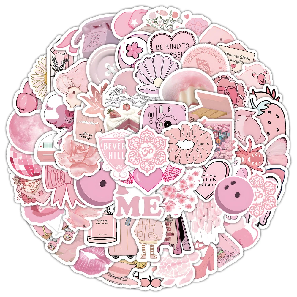 

10/50/100Pcs Pink Aesthetic Graffiti Decoration Stickers INS Cute Cartoon Waterproof Decals Sticker DIY Laptop Diary Car Luggage