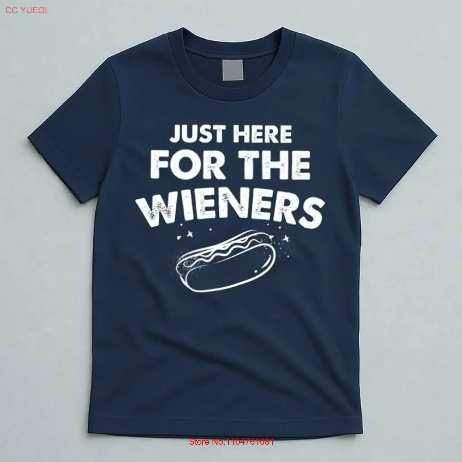 Just Here For The Wieners Funny Hot Dog 4th Of July American T Shirt vintage Washed fashion Stylish streetwear Stretched