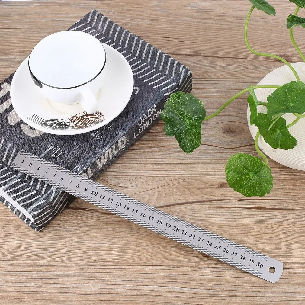 Stainless Steel Metal Ruler 30CM Straight Ruler Measurement Double Sided for Sewing Foot Sewing & School Stationery
