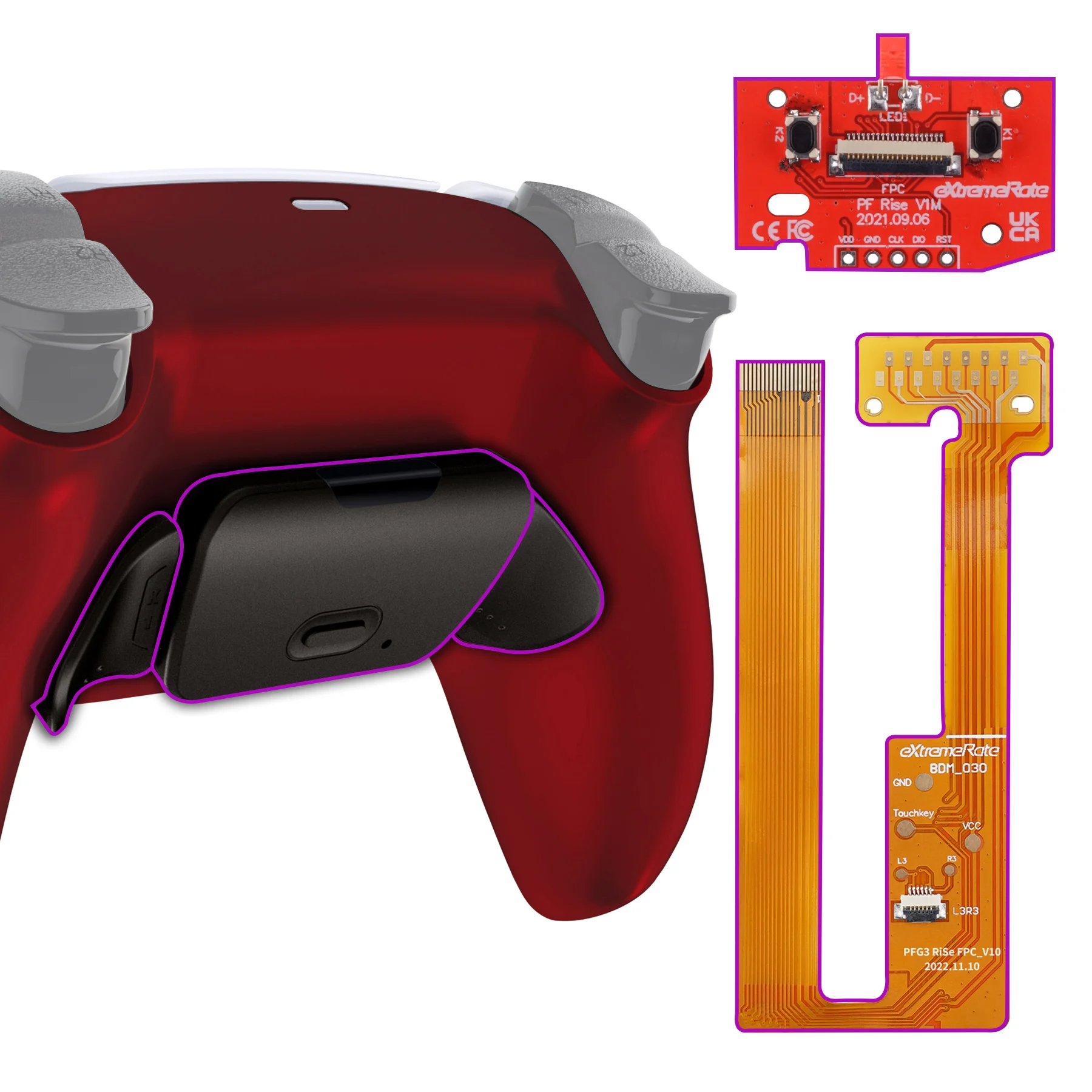 eXtremeRate Real Metal Buttons (RMB) Version RISE Remap Kit for PS5 Controller BDM-030/040/050 Upgrade Board Back Shell Button
