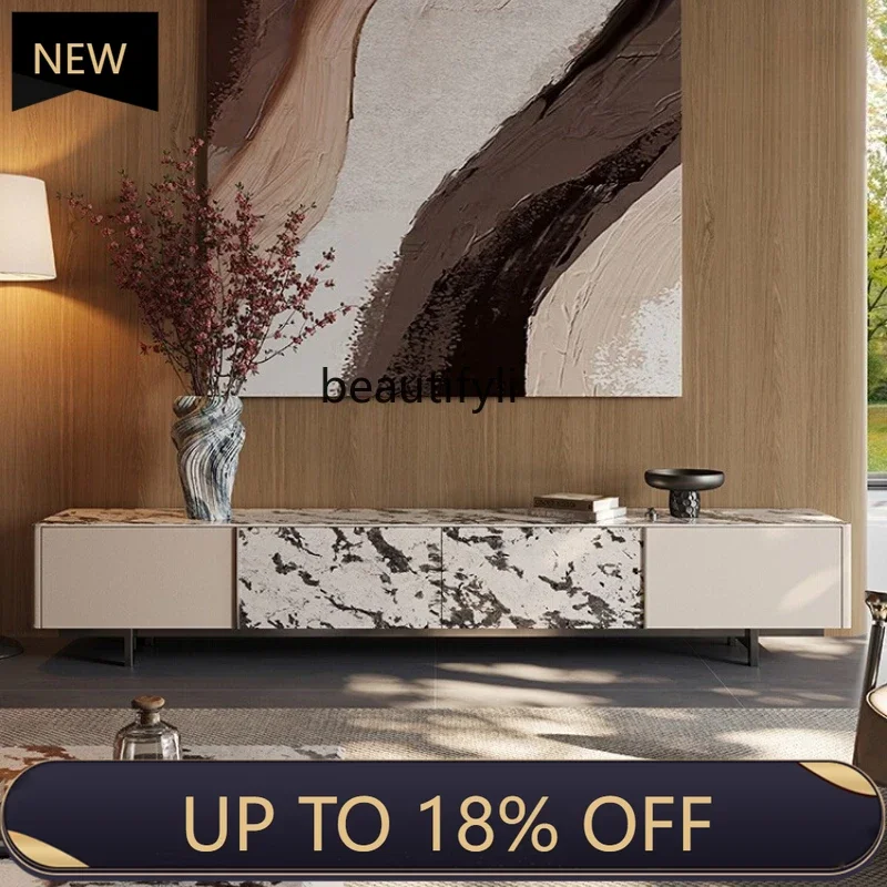 

P178 Home TV Cabinet Light Luxury Stone Slate Living Room Modern Italian Villa Storage Floor Cabinet