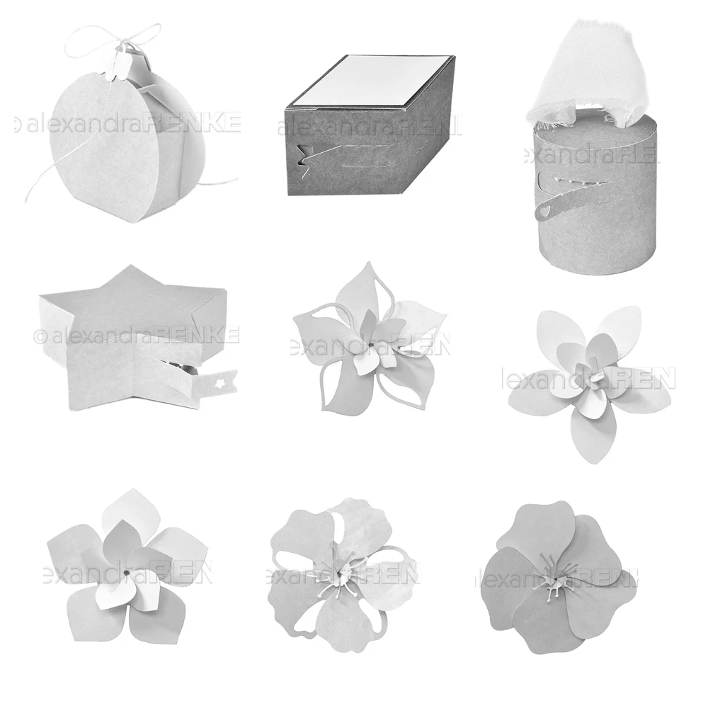 Piggy Craft Metall-Stanzformen, geschnittene Matrizenform, 3D-Blumenbox-Serie, Scrapbook-Papier, Bastelwerk, Messerform, Klingenstanzer, Schablonen
