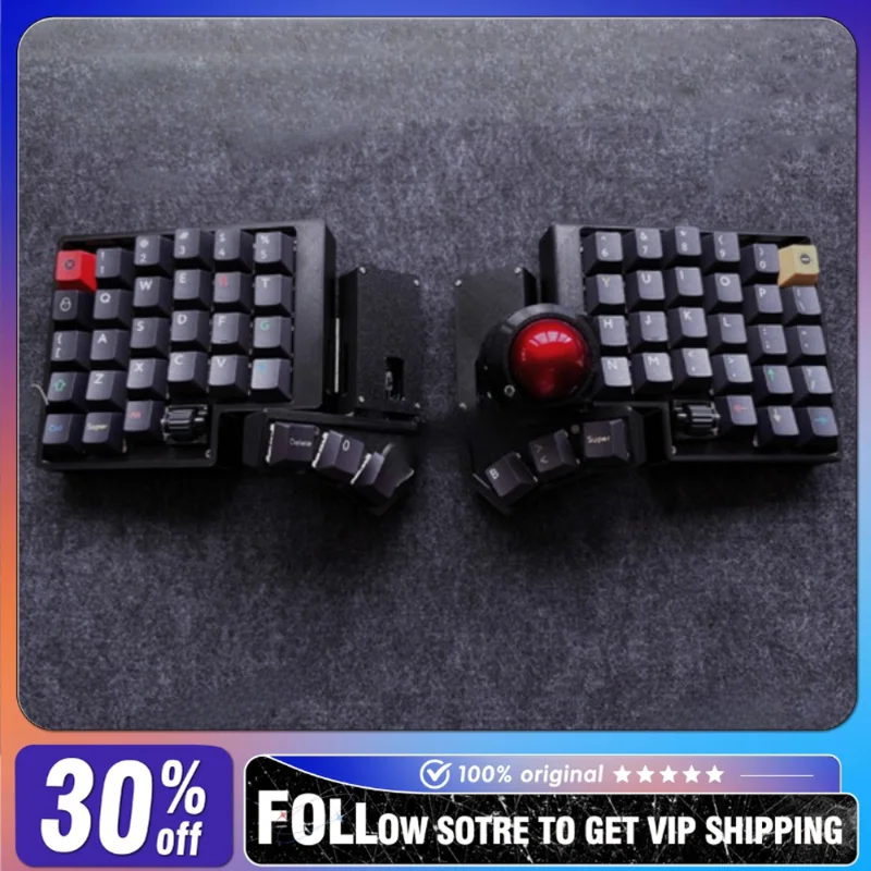 CCK-BALL Wireless Dual Mode ZMK/QMK Split Keyboard with Scroll Wheel Ergonomic Freely Adjustable Angle Split Trackball Keyboard