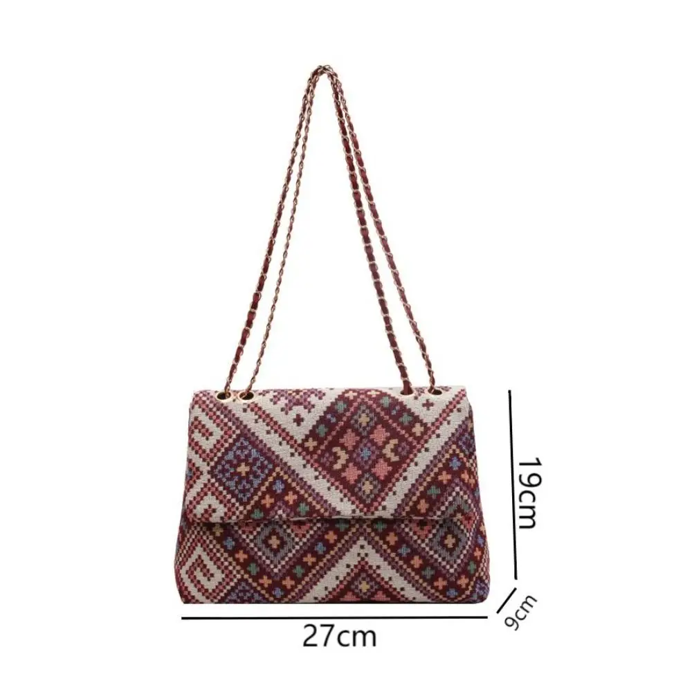 Canvas Shoulder Bag Bohemian Large Capacity Chain Shoulder Strap Crossbody Bag Women Handbag Travel