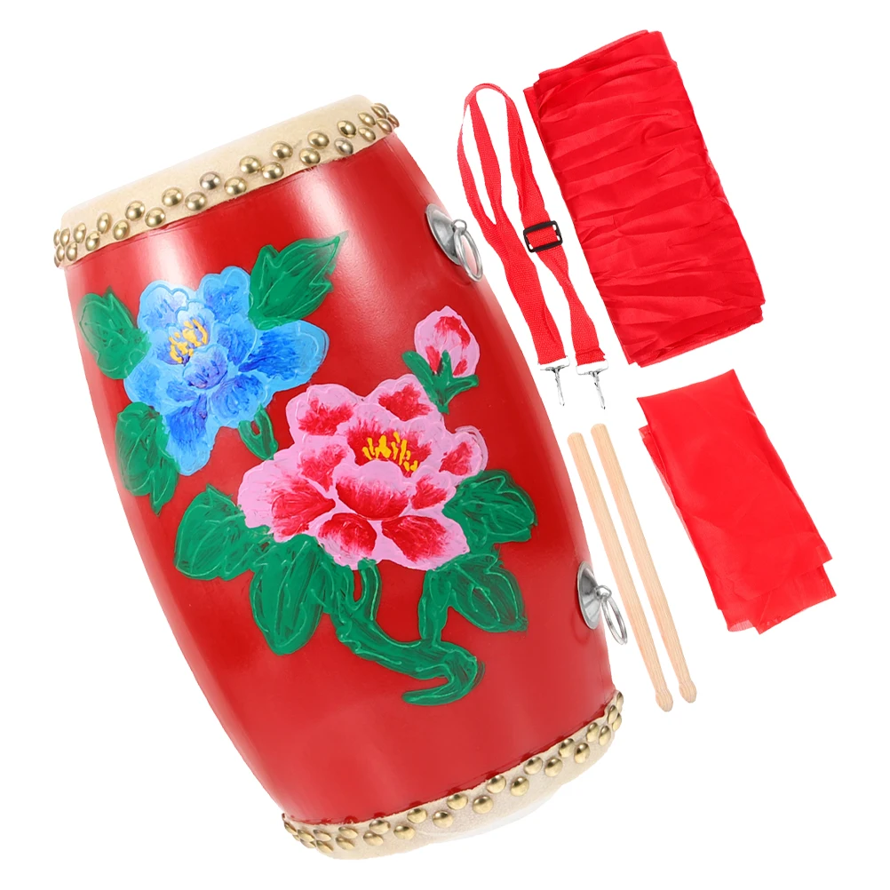 

Solid Wood Waist Drum Percussion Drums Hand Chinese Instrument for Adults with Neck Strap Thunder Held