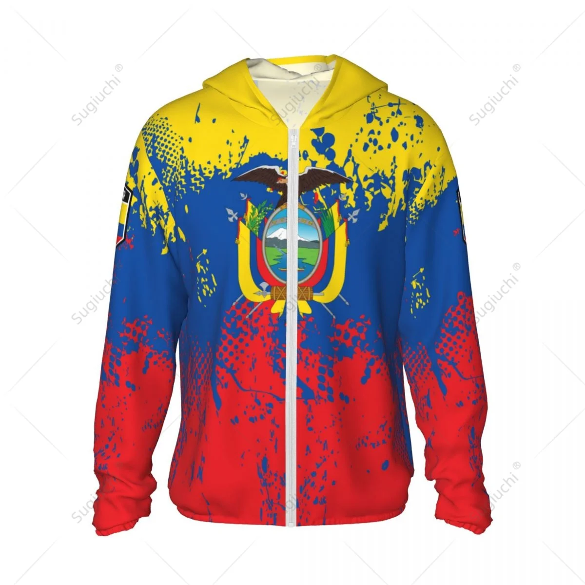 Ecuador Flag Sun Protection Hoodie Sunscreen Clothes Fishing Cycling Running Quick Dry Long Sleeve With Zipper Polyester