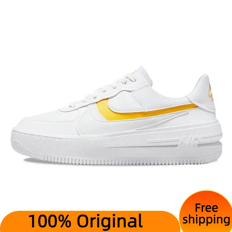 

Nike Air Force 1 PLT.AF.ORM White Yellow Ochre Women's Sneakers shoes DJ9946-102 With Original Box