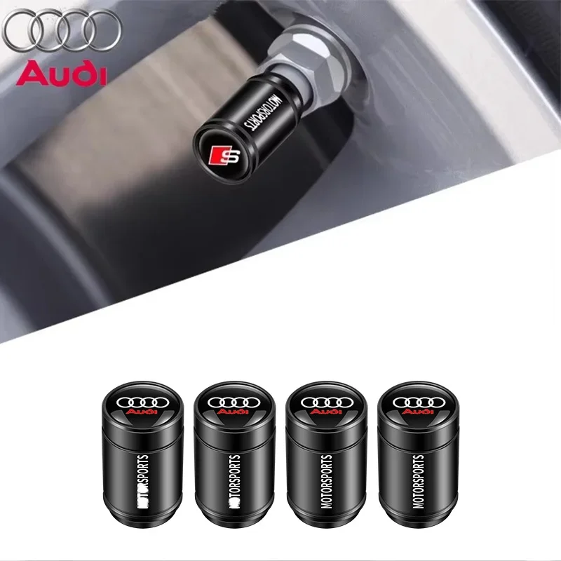 4Pc/set Car Wheel Tire Valve Caps Air Stem For Audi A5 A6 C6 C5 A1 A7 A8 Q2 Q3 S3 A4 B5 B6 A3 8P 8V 8L Rs S Tyre Plug Accessorie