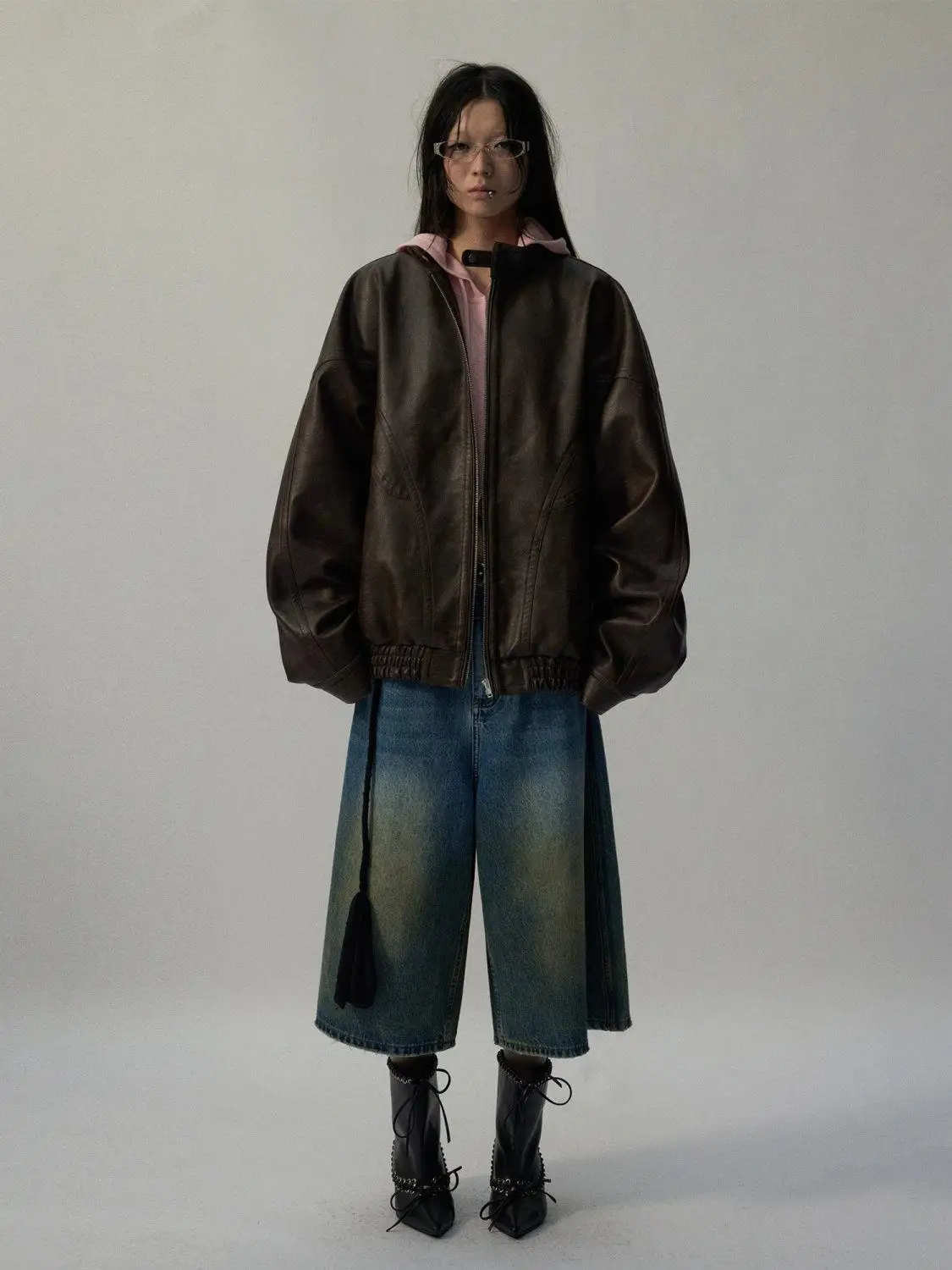 Waed Vintage pilote Jaet manteau en cuir femmes hommes col montant fermeture à glissière Non-marque printemps 202 Faion vêtements d'extérieur