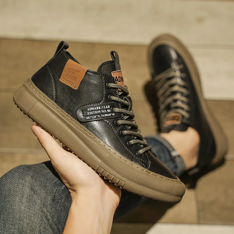 ADMARK Men's High Top Lace Up Sneakers Casual Walking Skate Shoes for Strolling Weekend Hangouts Party Outings