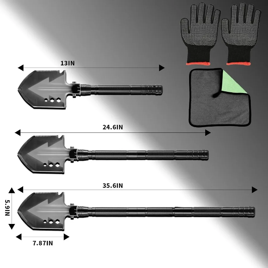 مجرفة حفر قابلة للطي للتخييم، مجموعة أدوات تكتيكية فولاذية متعددة الأدوات لمعدات النجاة العسكرية في حالات الطوارئ، مدمجة للطرق الوعرة شديدة التحمل