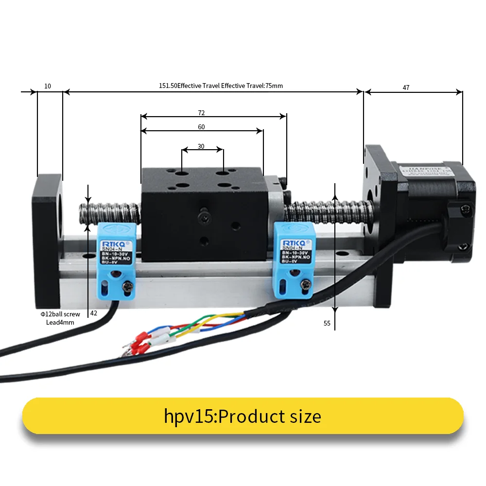 HPV15-42HB40-1204 Precision Ball Screw Linear Module Guide Rail Heavy Load Workbench Electric Platform 42 Motor