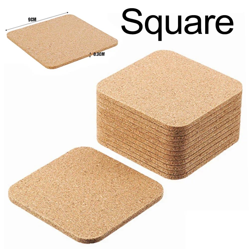 NONE 50/1PCS Nicht-Slip Kork Untersetzer Natürliche Runde Holz Tasse Matte Wärmedämmung Pads Tee Kaffee Becher getränke Halter Tisch Dekoration 3