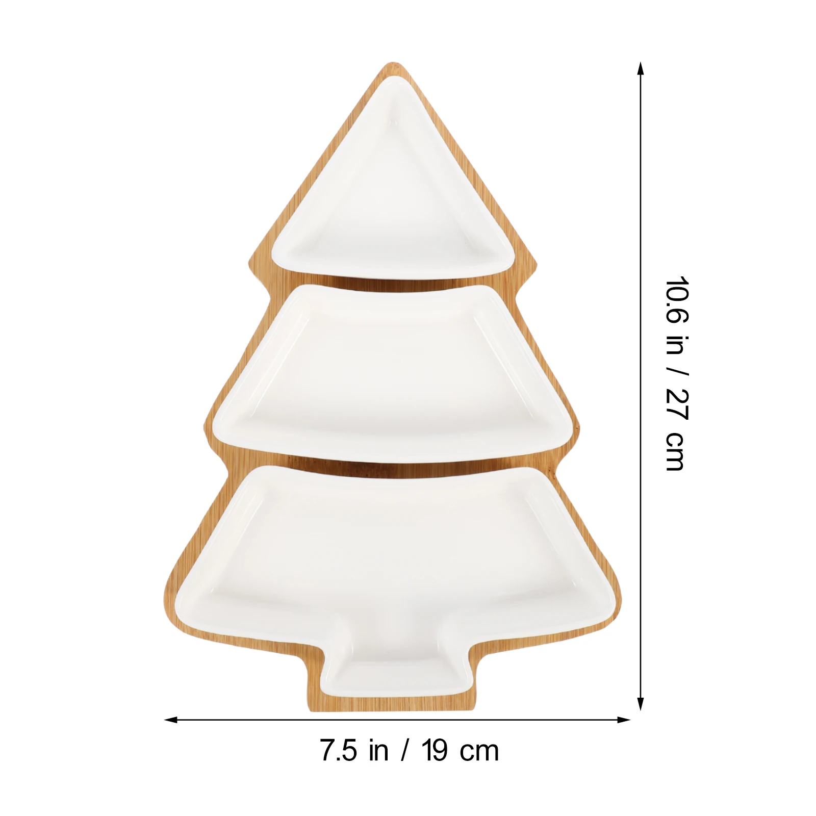 

Christmas Tree Bamboo Dish Tray Ceramic Snack Platter Dish White Dessert Serving Plate Party Wedding Decor