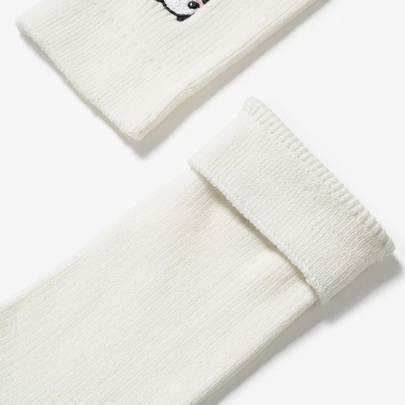 BEAUTODAY Mid-Calf Socks Women Cotton Solid Color Panda Embroidery Breathable Ladies Casual Socks Handmade 97005