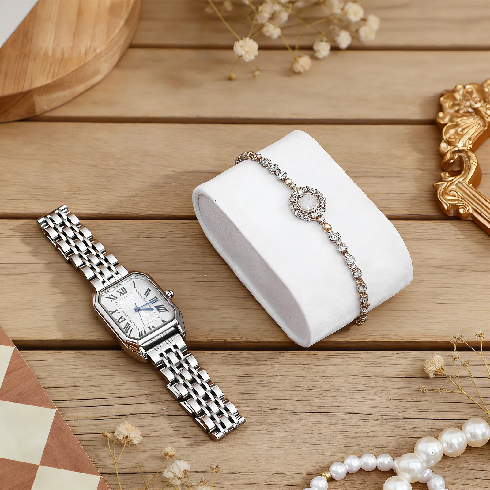 

8Pcs Watch Display Pillows Jewelry Organizer Set Fashionable Minimalist Design Stable Stand for Bracelets Bangle Chain