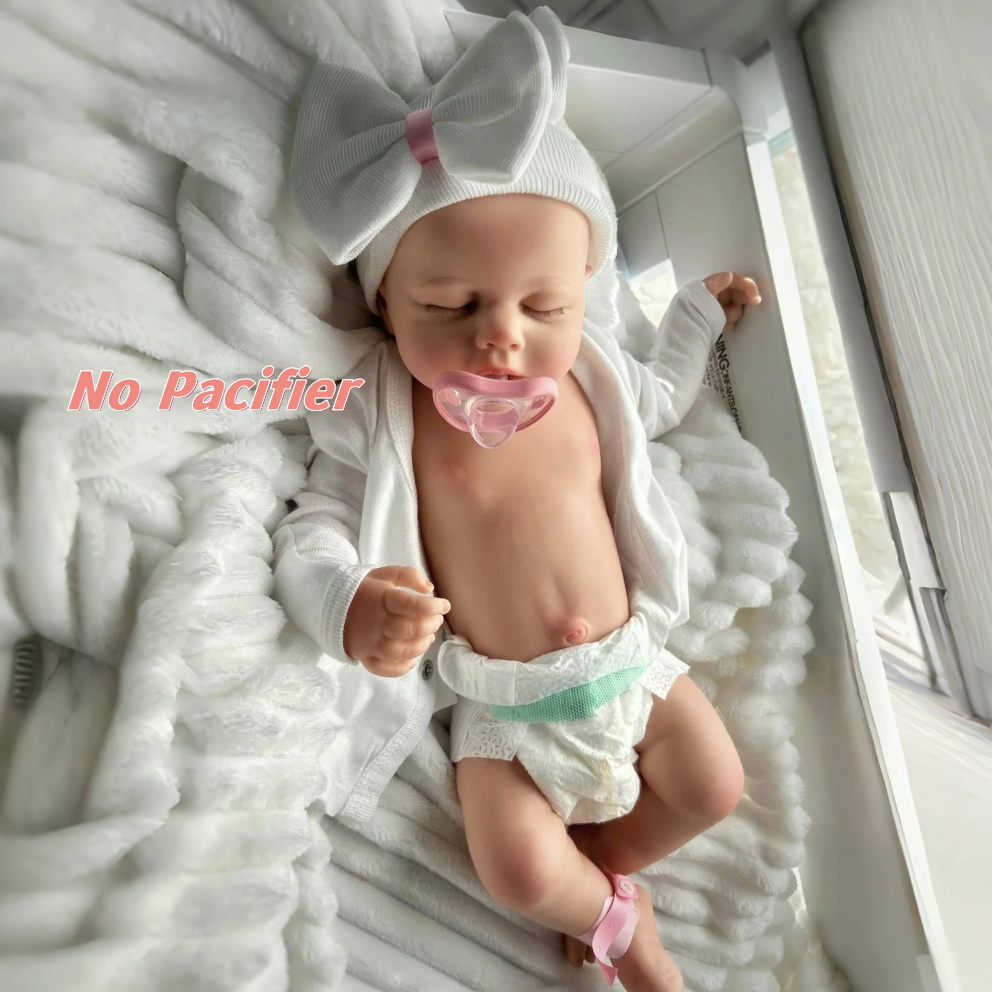 

Can Open Mouth 18Inch Sleeping Loulou Silicone Boy Doll With Painted Bald Very Soft Lifelike Bebe Reborn Doll For Kids' Toy