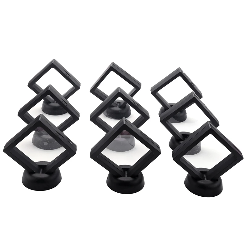 Muntdisplaydoos-Set Van 10 3d Zwevend Frame Displayhouder Met Stands Voor Uitdagingsmunten, Aa Medaillons, Sieraden, Zwart, 2.