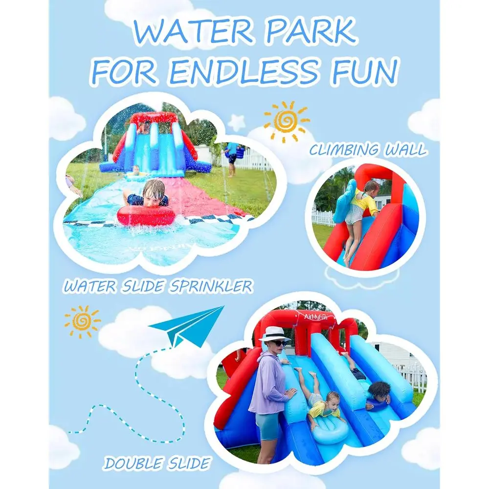 Iatable Bounce House with Double Slide, Kids & Adults Water Slides for Outdoor Fun
