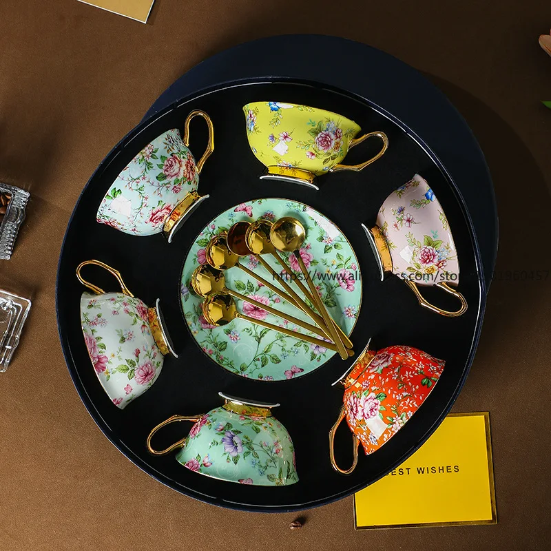 

Маленький цветочный узор в европейском стиле, костяной фарфор, набор кофейных чашек и блюдец, винтажный английский сервиз для послеобеденного чая, цветочная чайная чашка