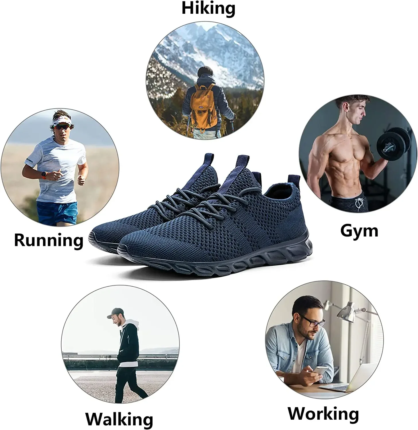 Zapatos informales para hombre, zapatillas ligeras blancas de talla grande, deportivas de malla transpirable para exteriores, tenis para correr,