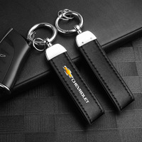 Leather Car Emblem Keychain Metal Key Ring Accessories For Chevrolet Cruze Spark Captiva Suburban Silverado Camaro Corvette Mali