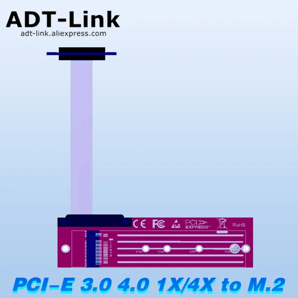 PCI-E3.0 4.0 1X/4X To M.2 NVMe SSD Solid State Drive Adapter Cable Full Speed No Damage Black and White Length Customizable