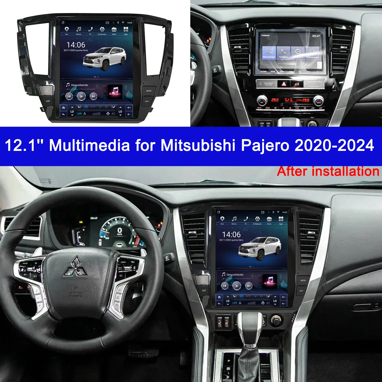 Multimidia for Tesla Pajero Sport Full 3 Dakar Central Screen Head Unit Carplay Android auto 4G LTE DSP 2020 2021 2022 2023 2024