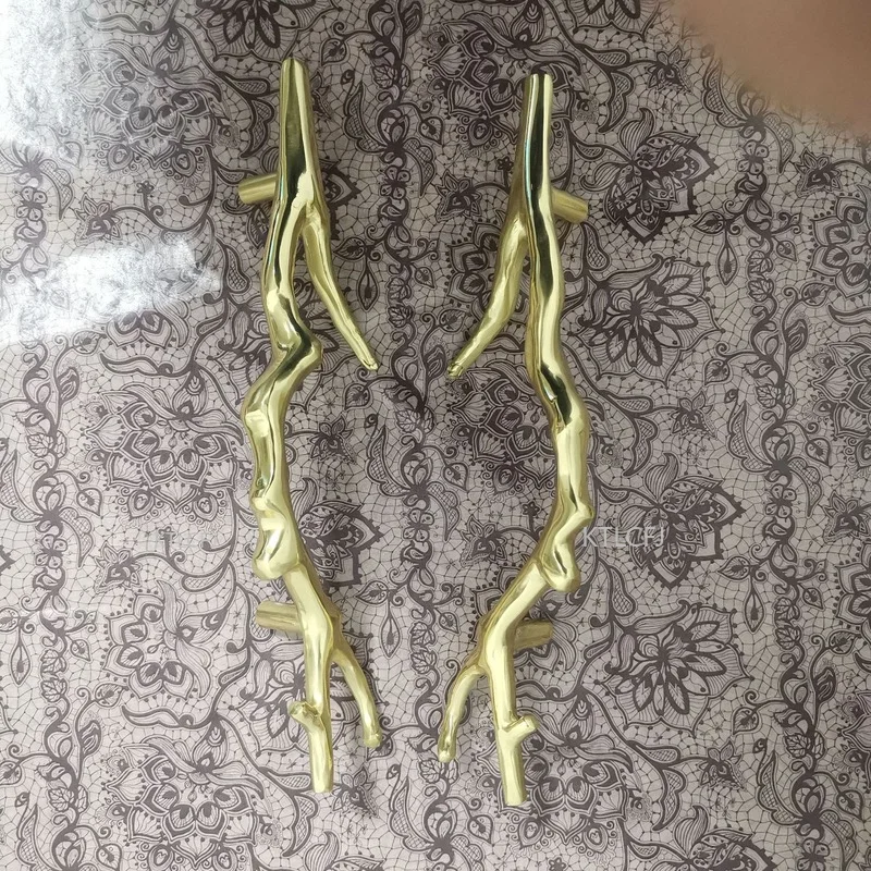 Retro Brass Branch Shape Handle Locker Bookcase Cabinet Pure Copper Cabinet Door Handle