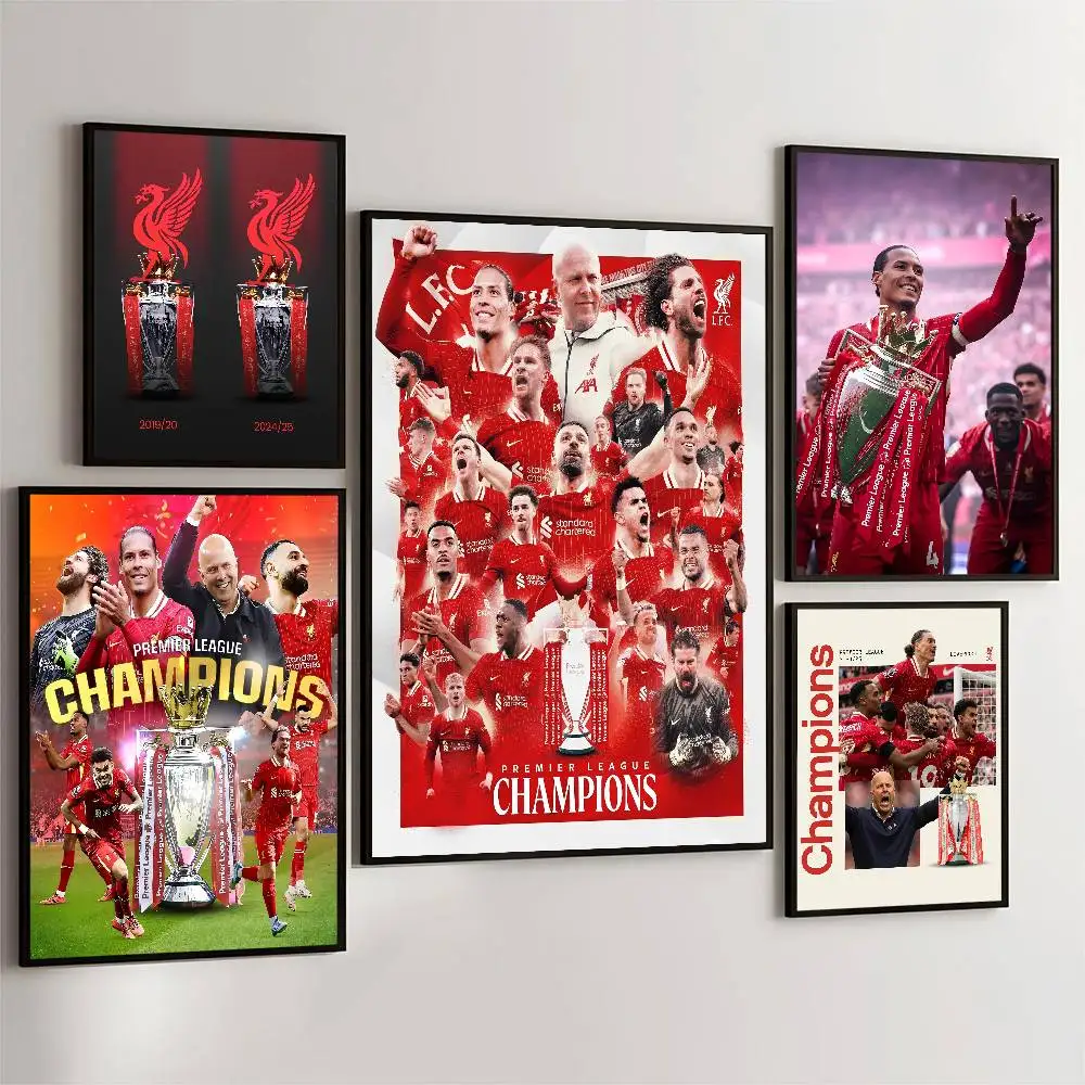 L-ليفربول P-Premier League Champions 2025 مطبوعات وملصقات ذات نوعية جيدة HD جودة ملصق جدار الفن اللوحة دراسة ديكور المنزل