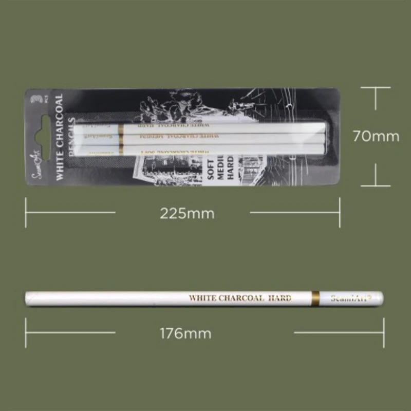 Imagem -02 - Lápis de Carvão para Esboçar e Pintar Esboço Branco Desenho Artigos de Papelaria Pcs