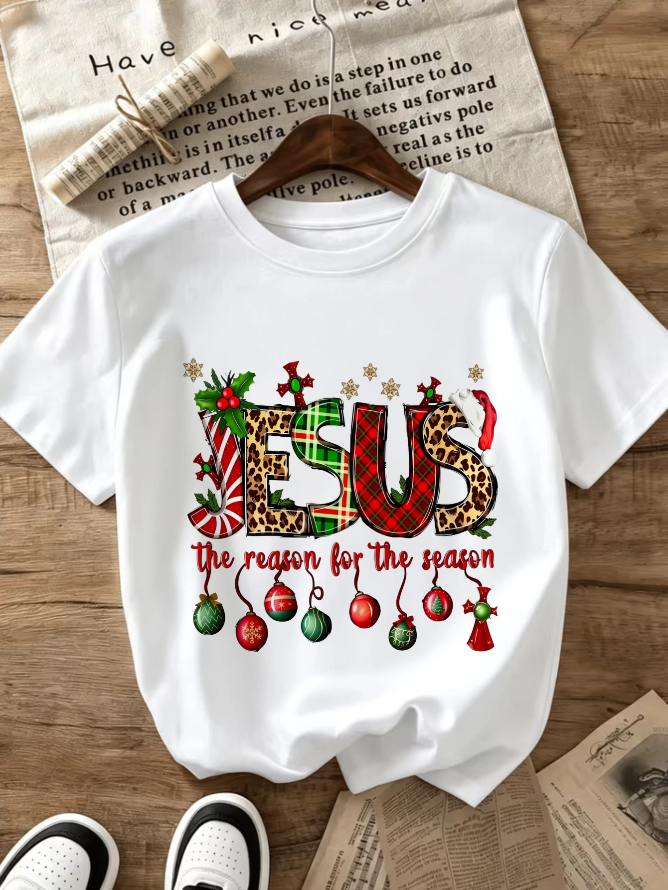 Vintage Tee, Women'S Round Neck T-Shirt, Spring Summer Fall Casual Suitable for Travel The Reason for The Season Christmas Ornament Graphic, A Stylish And Casual Choice, Attitude T-Shirt, Local Delivery