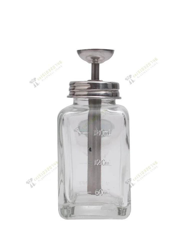 Push-Type Spray Alcohol Bottle Metal Core Glass Alcohol Anti-Corrosion Transparent Alcohol 180ml