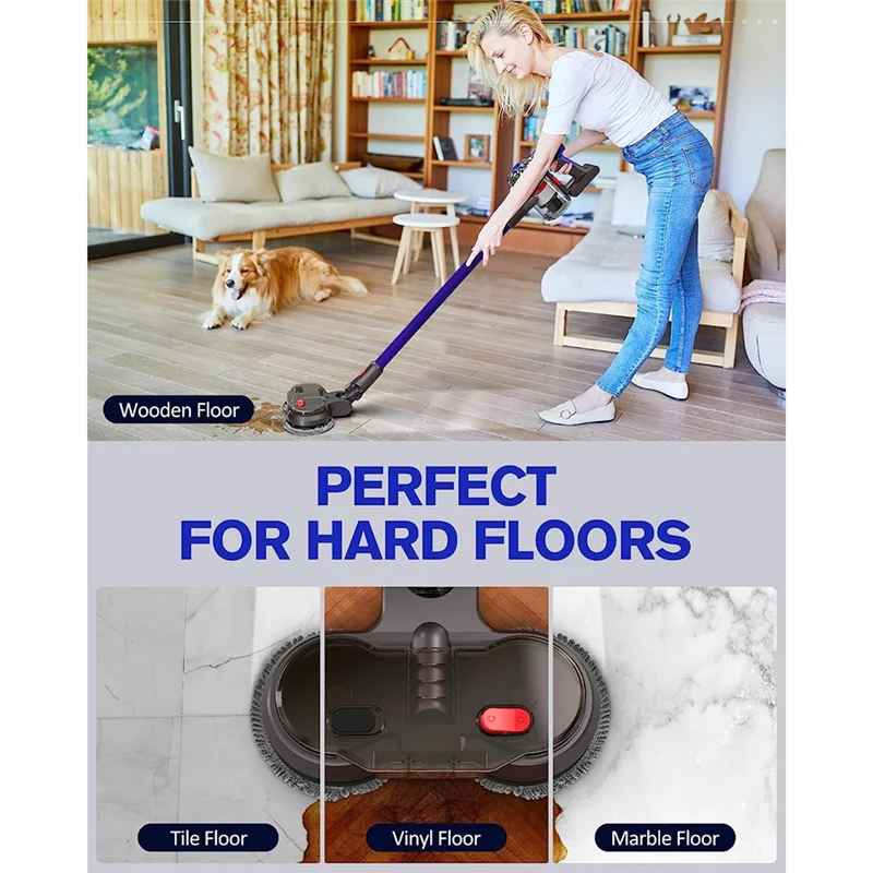 A99X-Electric Dry Wet Mopping Head Replacement For Dyson V15 V8 V7 V10 V11 Vacuum Cleaner, With Removable Water Tank, 6 Mop Clot