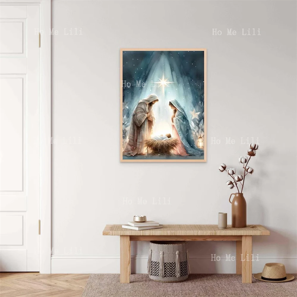 Birth Of Jesus Nativity Painting Star Of Bethlehem Holy Family Painting Christmas Christian Art