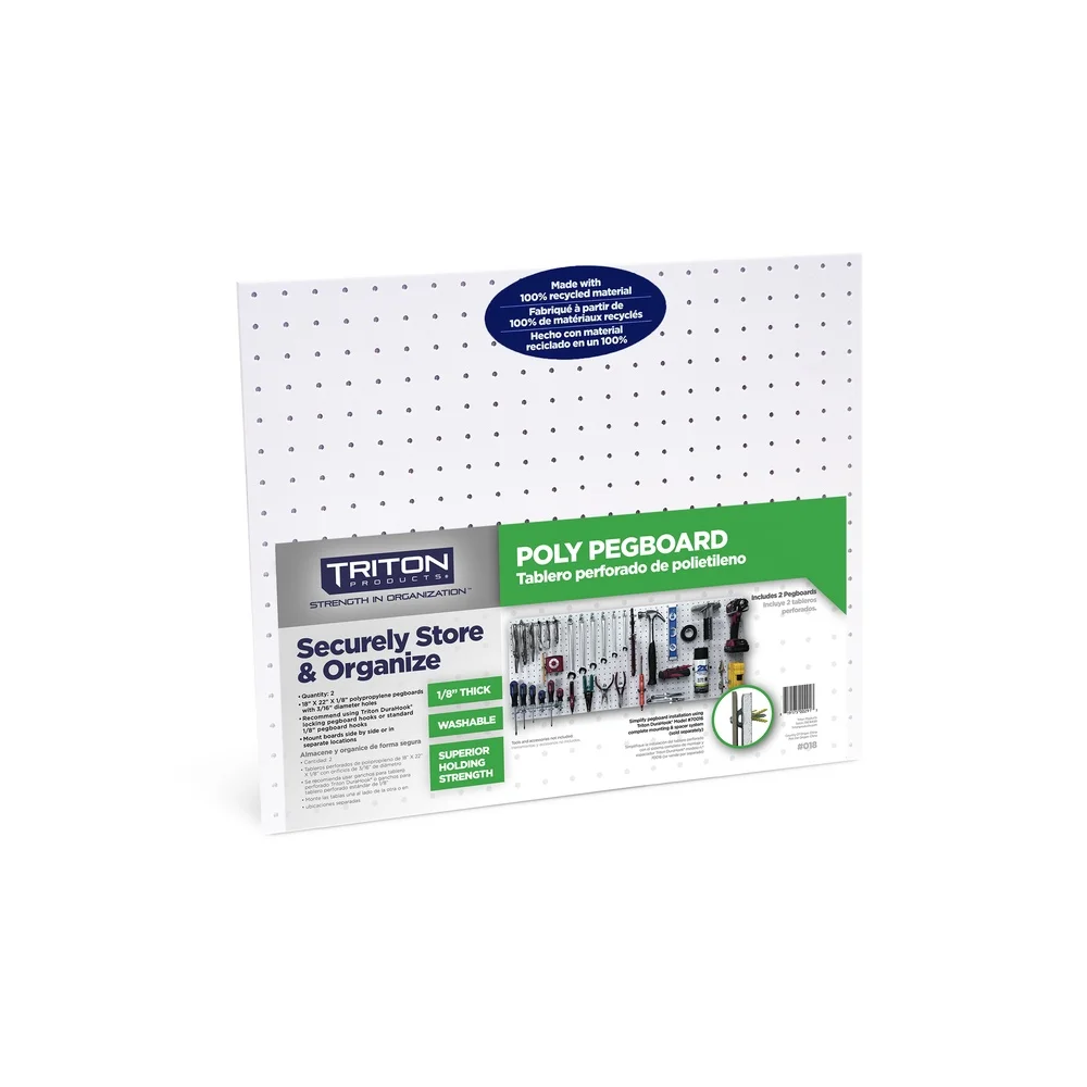 Durable Weather Resistant Polypropylene Pegboard Set 22x18 Inch Washable Easy Maintenance Heavy Duty Hanging Storage Solution