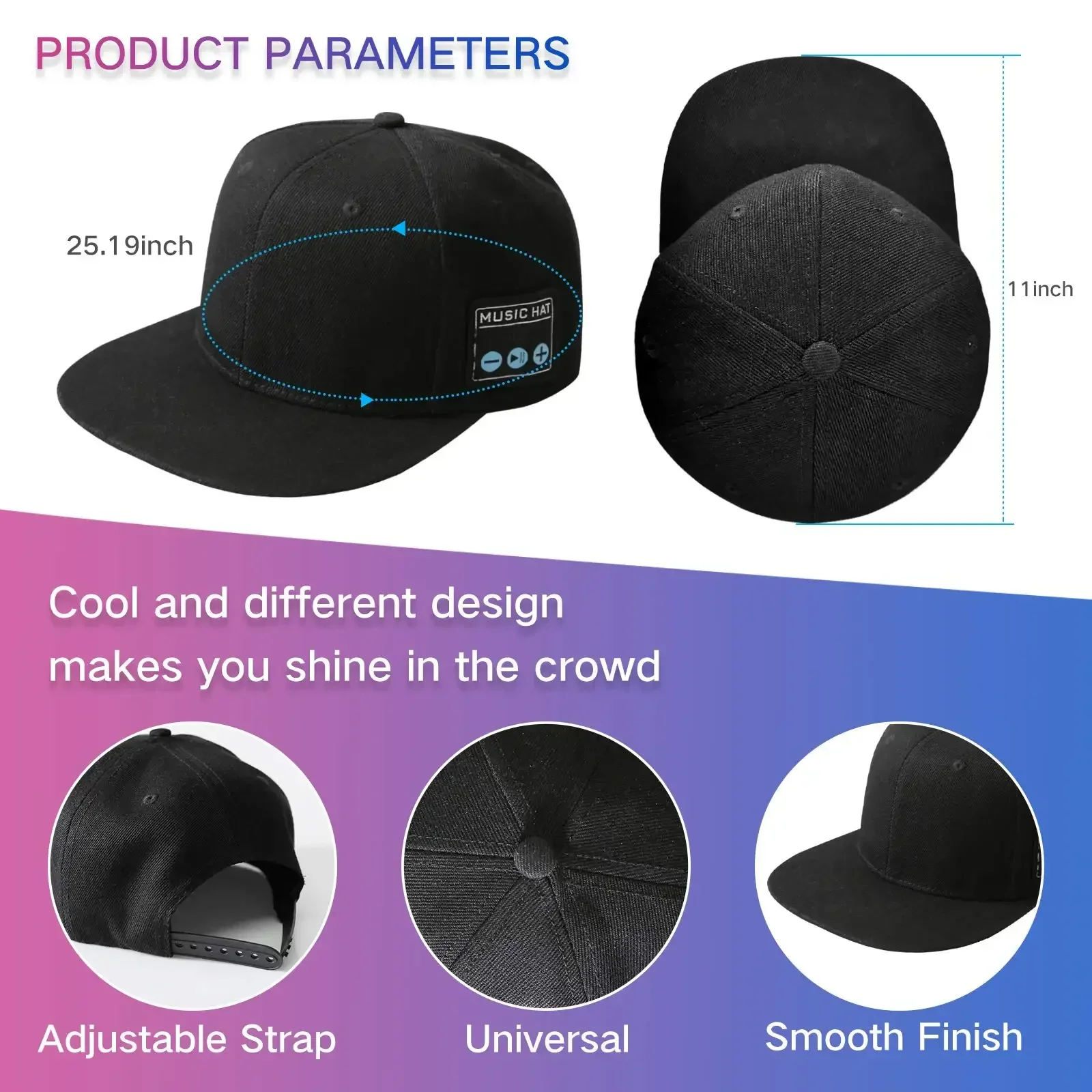 Wireless Bluetooth 5.0 Speaker Hat/Cap with (Inbuilt Microphone) Wireless Smart Speaker Hat/Cap for Outdoor/Indoor Sports